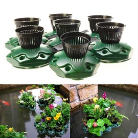 G&B 7pcs Aquaponics Floating Pond Planter Basket Kit - Hydroponic Island Gardens