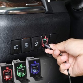 BOYOUS Toyota Series Dedicated Blue QC Fast Charging USB Port Dashboard Charger Adapter Compatible with Many Models BRZ/CH-R/Wish/Estima 50 Series / Sienta/Probox/Alphard 20 Series 30 Series / Prius