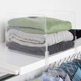 Richards Acrylic Closet Shelf Divider and Separator 6 Pack- Great for Storage and Organization in Bedroom, Bathroom, Kitchen and Office Shelves, Clear (9875300-3)