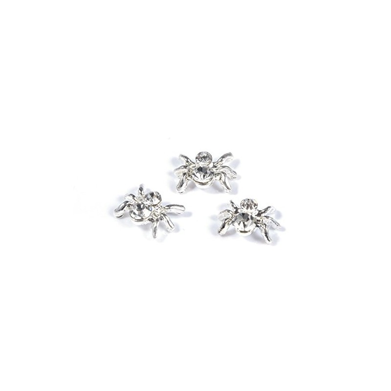 BeeSpring 10pcs 3D Spider with Rhinestones Nail Art Glitters DIY