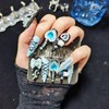TRENTSNOOK 10 Pcs Handmade Mine Nail Tips Reusable Blue and
