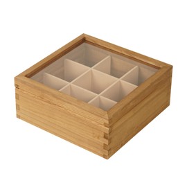Ll.TOPWP Wood Tea Bag Organizer, 9 Compartment Multi-Functional Tea Box and Storage Organizer for Tea Bags with Clear Acrylic Window