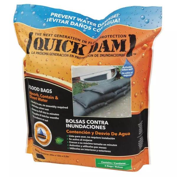 QUICK DAM QD1224-6ES Water Act Flood Bag,3-1/2"Hx2f