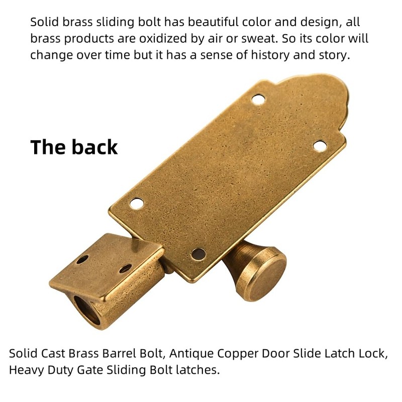 Runningfish Antique Barrel Bolt Buckle Heavy Duty,Solid Brass Thickened Door
