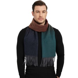Novawo - Bufanda de lana para hombre, cálida y suave, larga bufanda de invierno, azul marino, verde, Talla única