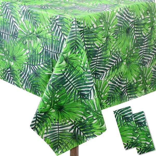 2 Pack Hawaiian Luau Tablecloths, PILZUME 54x 108 Inch Tropical