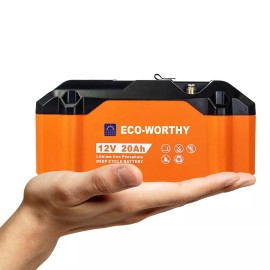 ECO-WORTHY Portable 12V Lithium Battery, 20Ah LiFePO4 Deep Cycle Rechargeable..