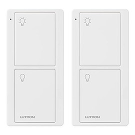 Lutron Caseta Smart Lighting 2-Button Pico Remote, for Wireless Lighting Control, Works w/ Alexa, Apple Homekit, Google Home (Hub Required), Batteries Included, PJ2-2B-GWH-L01-2, White, 2 Pack
