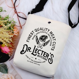 G2TUP Silence Lambs Movie Inspired Gift Dr Lecter's Butchery Reusable Canvas Tote Bag Hannibal Lecter Fan Handbag (Dr Lecter's X)