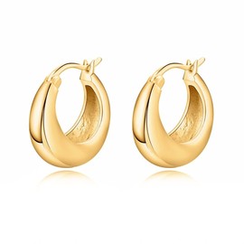 925 silver earrings for women with smooth texture. Hoop earrings made of 925 silver for women or 18 carat gold, ideal as a gift for Mother's Day, earrings girls, jewellery women, Gold - silver, No