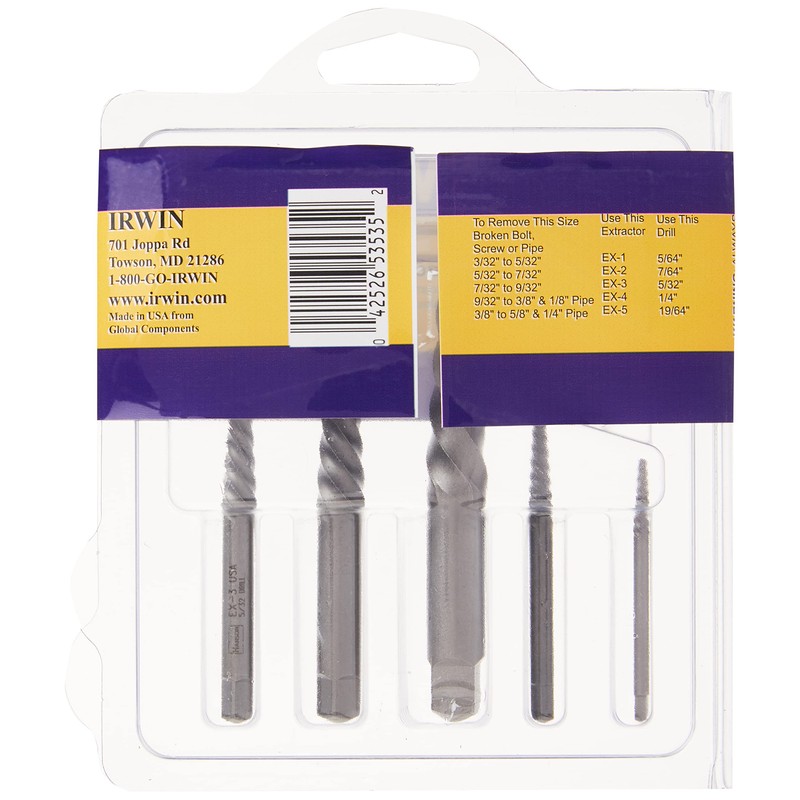 IRWIN Screw Extractor for Spiral Screws, 5-Piece (53535)