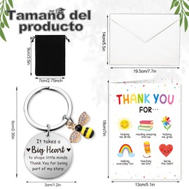 DPKOW Thank You Gifts for Teacher, Thank You Teacher Card with Envelope, Inspirational Keyring Teachers Appreciation Presents Nursery Teaching Assistant Teachers Gifts Leaving