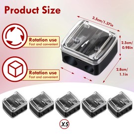 JJUNW 5 Pack Make Up Pencil Sharpener, Plastic Lip Liner Pencil Sharpener Sharpener Small Eyeliner Sharpener Manual Cosmetic Pencil Sharpener for Eyeliner Lip Liner Pencils (Black)