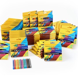 Fullhawl 120 Boxes of 12 Colored Crayons Bulk Crayons Bulk Individual Pack School Supplies Wholesale Bright Wax Colored Back to School Supplies for Classroom Award Party Favor Birthday Gift for Kids