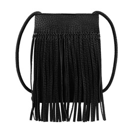 Women's PU Leather Hobo Fringe Tassel Crossbody Bag Purse Mini Tassel Cell Phone Bag Wallet Lightweight Shoulder Bag