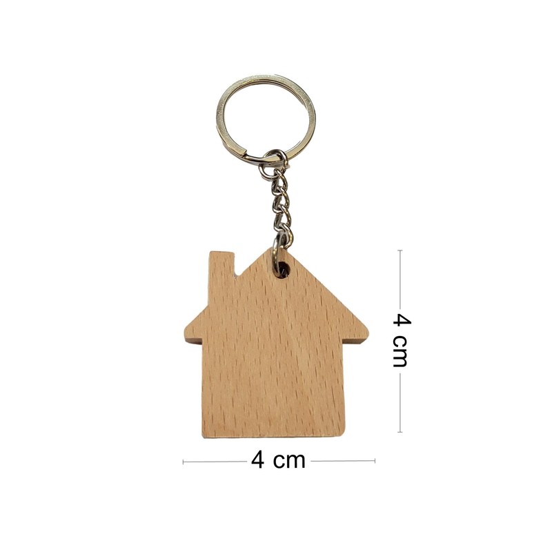 Wooden Key Ring - Little Home Shape Wood Keyring Keychain