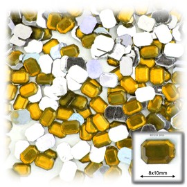 144pc Acrylic Aluminum foil Flat Back Octagon (Rectangle) Rhinestones 8x10mm Purple (Amethyst)