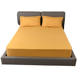 Fitted Sheet 25CM Deep Bed Sheet Single Size 90X190CM Ochre Hotel Quality Poly Cotton (Ochre, Single 25 CM)