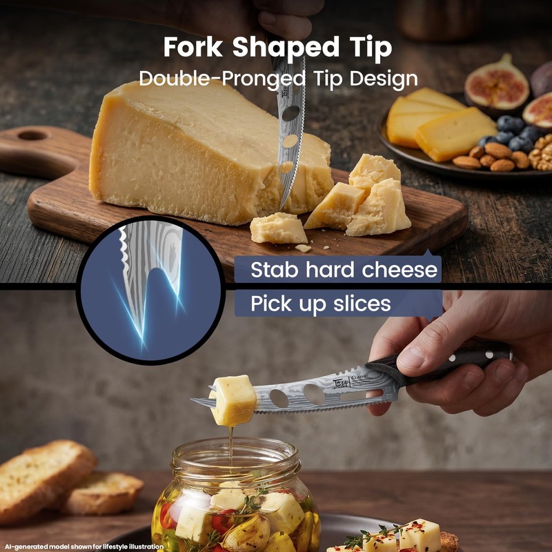 SYOKAMI Cheese Cutter Knife, 5.5" Serrated tomato knife for block