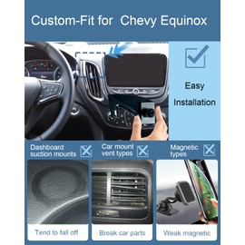 oricarmes Chevy Equinox Phone Mount for 2024 Chevrolet Equinox Accessories Custom Fit for Chevy Equinox 2018-2024 Equinox Phone Holder Compatible for All Cell Phones, Black