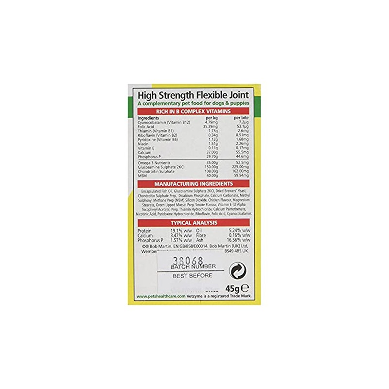 Vetzyme Flex HiStrength Dog Joint Tablets (3 Packs Of 90)