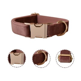 Dog Collar and Leash Set，Soft & Comfy Velvet Dog Collar and Leash with Heavy Duty Metal Buckle and D-Ring Adjustable Collars for Small Medium Large Dogs(Collar+Leash M Neck 10.62"-16.14", Dark Pink)