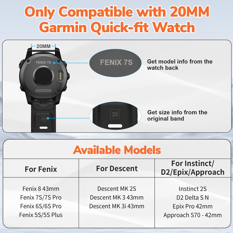 Compatible with Garmin Fenix 7s / 6s / 5s Strap,