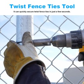 Fence Wire Twisting Tool For 9 Gauge Wire - Easy Twist Fence Ties Tool, Twist Ties EZ Tool Compatible with 3/8" Chuck Drills Using Fixed Chain Link Fence