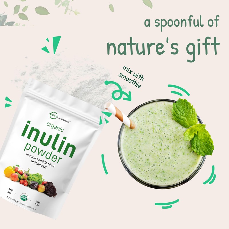 Micro Ingredients Organic Inulin FOS Fiber Powder, 2.2 lbs |