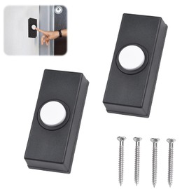 2Pcs Wired Doorbell Button Universal Black Wired Doorbell Button Doorbell Button Doorbell Chime with 4pcs Screws Wall Mounted Suitable for Home Garage Warehouse