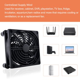 NewHail Quiet 120 mm Router Fan with 3 Adjustable Speeds, DC 5 V USB Powered Cooling Case Fan for Router Modem Receiver DVR TV Box Computer AV Cabin