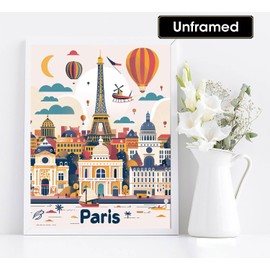 Diymood Paint by Numbers Kits for Adults Eiffel Tower, DIY Oil Painting City Acrylic Paint by Number for Adults Beginner with Brushes for Home Wall Decor 16x20 inch