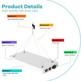 500W LED Grow Light Red Blue Full Spectrum Plant Lamps 312leds Fill Lights Veg/Bloom Modes Dimmable Sunlight Greenhouse Hydroponics 100-277V Indoor UV IR Seeds Cultivation Lighting with Hook US Plug