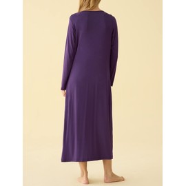Latuza Women's Soft Viscose Long Sleeves Nightgown M Eggplant
