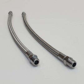 Braided Stainless Steel Rocker Box Oil Line Hose Kit for 1957-1985 Harley Sportster Ironhead (Except for 57-69 w/Magneto) 1/8-27 NPT Fitting - Replaces HD Part # 17324-57B - Motorcycle Bobber Chopper