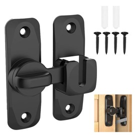 GIONAR Black gate Lock, Sliding Door Lock - 90/180 Degree Flip Latch for Barn, Bathroom & More - Secure & Durable Sliding Door Latch, Gate Lock (Black)