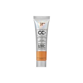 IT Cosmetics Your Skin But Better CC+ Cream Travel Size, Tan Rich - Color Correcting Cream, Full-Coverage Foundation, Hydrating Serum & SPF 50+ Sunscreen - Natural Finish - 0.4 fl oz