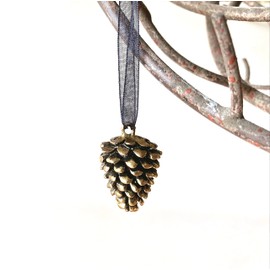 Enchanted Leaves- Brass Pine Cone Ornament | Holiday Pinecone Ornament | Winter Nature Ornament | Woodland Gift Tags