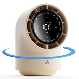 Aecooly Touch Control Desk Fan, 100 Speeds Quiet Bedroom Digital Display 8000mAh 3 Oscillation Angles Battery Powered Small Desktop Table Fan for Bedroom, Bedside, Office, Travel -Beige