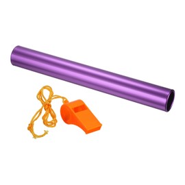 PATIKIL Relay Track Baton, Aluminum Tube Field Running Race Stick with Whistle Corrosion Resistant for Outdoor Athletics Sport Game Practice Tool, Purple