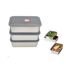 Sprigold Stainless Steel Food Containers Food Storage Containers with Lids Airtight, Leak Proof Storage Box Locking Food Storage Container Freezer Storage (47.4oz/1400ml*3)