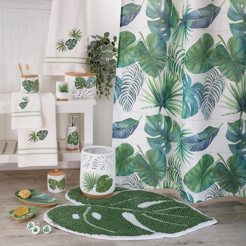Avanti Linens - Soap Dispenser/Lotion Pump, Palm Tree Leaves Inspired