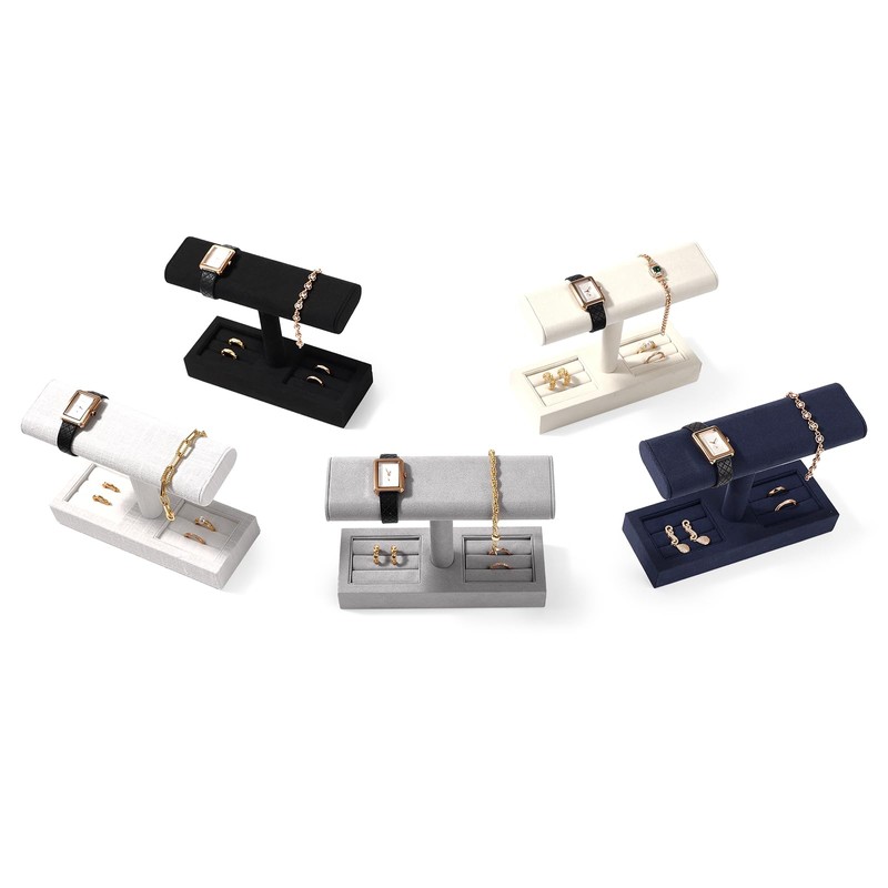 Papten J00403 Watch Stand, For 2 Pieces, Microfiber, Luxury, Stylish,