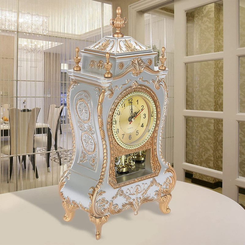 Beufee Vintage Table Clock, Rustic Vintage Style Plastic Shelf Clock