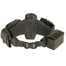 YAKEDA Tactical Battle Belt:Airsoft Belt Accessories Duty Belts Law Enforcement Utility Belt Police Belt Set 5 PCS (Green)