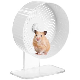 Silent Hamster Wheel, Hamster Exercise Wheel with Adjustable Acrylic Stand, Hamster Exercise Wheel for Gerbil, Syrian & Dwarf, Chinchilla and More Small Animal Hamster Running Wheels (8.2 in)