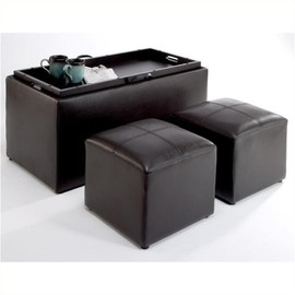 Pemberly Row Sheridan Storage Bench Ottoman in Espresso