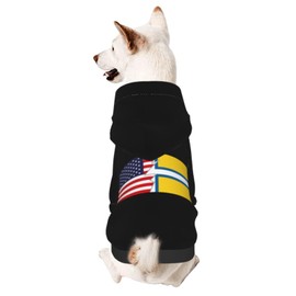 Flag of West Sweden and America Dog Sweater Winter Pet Dog Hoodie Sweatshirts Warm Soft Dog Clothes Small