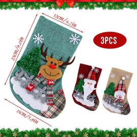 Hillylolly Santa Stocking Pack of 3 Christmas Stockings, Santa Stocking for Filling, Christmas Socks, Fireplace, Christmas Tree for Christmas Decorations, Gifts, Party Supplies (Red, White, Green)