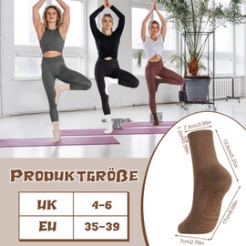 Utensilsto 4 Pairs Pilates Socks Yoga Socks Non-Slip Stopper Socks Women's Grip Socks for Pilates Barre Ballet Dance Fitness Trampoline 35-39, Brown, Coffee, Khaki, White